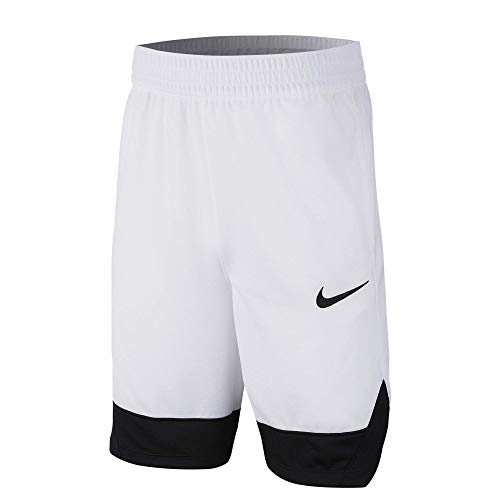 Nike Boy's Icon Basketball Shorts, Boy's Athletic Shorts with Side Pockets, White/Black/Black, L