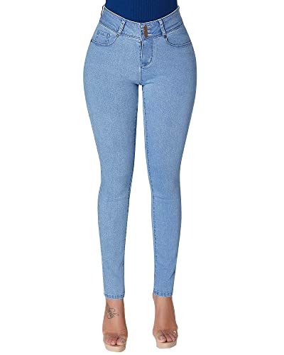roswear Womens High Waisted Stretch Skinny Jeans Light Blue Large