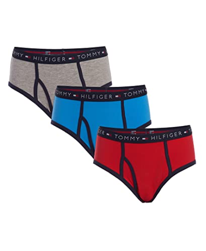 Tommy Hilfiger Boys' Briefs, Soft Underwear with Elastic Waistband, Tagless Label & Embroidered Logo, Cotton & Spandex, Red-611, 8-10