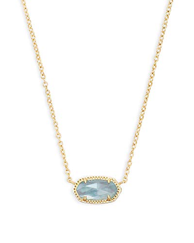 Kendra Scott Elisa Short Pendant Necklace for Women, Dainty Fashion Jewelry, 14K Gold-Plated Brass, Light Blue Illusion