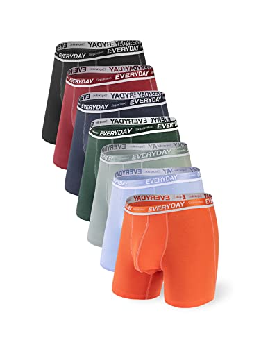 Separatec Men's 7 Pack Breathable Cotton Underwear Separated Pouch Colorful Everyday Boxer Briefs(L,Assorted Colors)