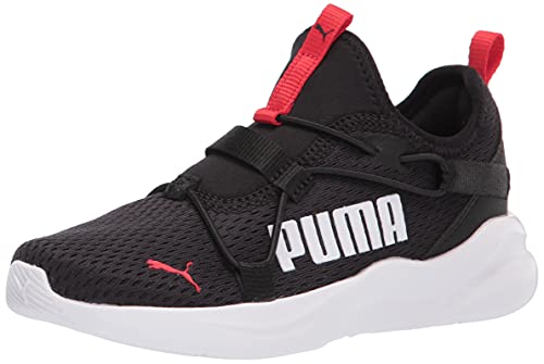 PUMA Rift Slip On Pop Running Shoe, Black-High Risk Red, 11 US Unisex Little Kid