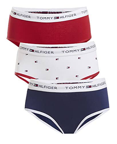 Tommy Hilfiger Girls' Hipster Underwear, Stretch Fit For Comfort, Machine-Washable, 3 Pack/Flag Blue, 12-14