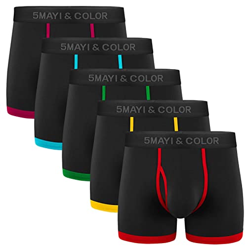 5Mayi Men's Underwear Boxer Briefs Cotton Black Mens Boxer Briefs Underwear Men Pack of 5