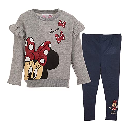 Disney Minnie Mouse Toddler Girls Fleece Pullover Sweatshirt Legging Set Grey 3T