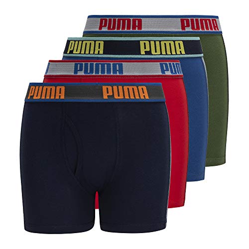 PUMA boys Boxer Briefs, Navy/Green, Medium US