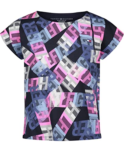 Tommy Hilfiger girls Sport Short Sleeve T-shirt, Crew Neckline, Lightweight & Stretchy T Shirt, Sport Ombre Camo Navy Blazer, Medium US