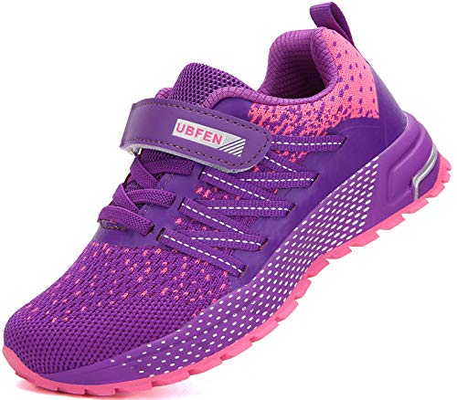 KUBUA Kids Sneakers for Boys Girls Running Tennis Shoes Lightweight Breathable Sport Athletic Purple